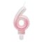 Brojevi Ombre Bijelo-Roza svjećica u obliku broja 6, tortna svjećica