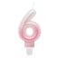 Brojevi Ombre Bijelo-Roza svjećica u obliku broja 6, tortna svjećica