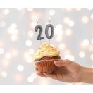 Brojevi Glitter Black Crna svijeća u obliku broja, svijeća za tortu broj 2