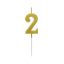 Brojevi Metallic Zlatna brojčana svijeća, tortna svijeća broj 2