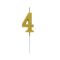Brojevi Metallic Zlatna brojna svijeća, svijeća za tortu broj 4