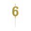 Brojevi Metallic Zlatna brojna svijeća, svijeća za tortu broj 6