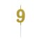 Brojevi Metallic Zlatna brojčana svijeća, svjećica za tortu broj 9