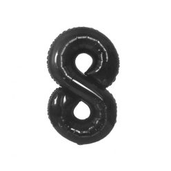 Fekete 8-as B&C Matt Black szám fólia lufi 85 cm