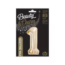 Pezsgőszínű B&C Champagne 1-es szám fólia lufi 85 cm