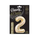 Pezsgőszínű B&C Champagne 2-es szám fólia lufi 85 cm