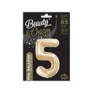 Pezsgőszínű B&C Champagne 5-ös szám fólia lufi 85 cm
