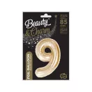 Pezsgőszínű B&C Champagne 9-es szám fólia lufi 85 cm
