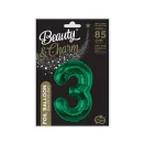 Zöld B&C Bottle Green 3-as szám fólia lufi 85 cm