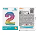 Színes 2-es Rainbow szám fólia lufi 92 cm