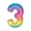 Színes 3-as Rainbow szám fólia lufi 92 cm