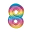Színes 8-as Rainbow szám fólia lufi 92 cm