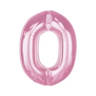 Rózsaszín 0-ás Light Pink szám fólia lufi 92 cm