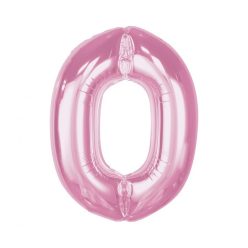 Rózsaszín 0-ás Light Pink szám fólia lufi 92 cm
