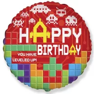  Lego mintázatú Happy Birthday Bricks fólia lufi 46 cm (WP)