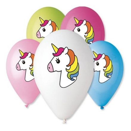 Unicorn Multicolor unikornis léggömb lufi 5 db-os 12 inch (30cm)