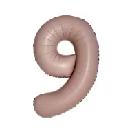 Matt rózsaszín 9-es Vintage szám fólia lufi 76 cm (WP)