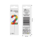 Šareno Pick Blocks Svjećica za tortu s brojem 2 u obliku građevinskog bloka