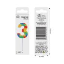 Šareno Pick Blocks Svjećica za tortu s brojem 3, svjećica u obliku građevinskog bloka