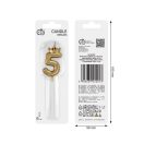 Brojevi Champagne Crown Zlatna svijeća broj 5, svijeća za tortu 6 cm