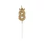 Arany Champagne Crown 8-as számgyertya, tortagyertya 6 cm