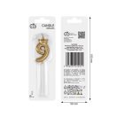 Brojevi Champagne Crown Zlatna svijeća broj 9, svijeća za tortu 6 cm