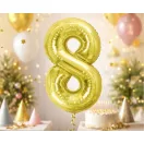 Arany 8-as Light Gold szám fólia lufi 85 cm