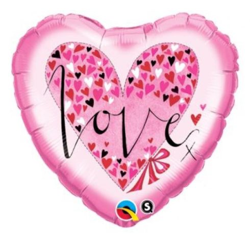 I love You Hearts pink fólia lufi 46cm
