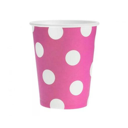 Magenta Polka Dots magenta papír pohár 6 db-os 270ml