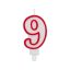 Brojevi Red Outline Crvena brojna svijeća s obrisom, svijeća za torte broj 9