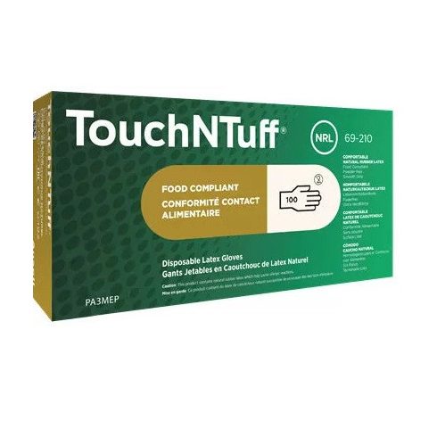 TouchNTuff® 69-210 eldobható Latex kesztyű 6,5-7 (S-es) 100 db-os