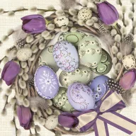 Uskrs Violet Tulips Wreath salveta 20 komada 33x33 cm