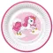 Jednorog Pink Heart papirnati tanjur, 8 kom, 22,7 cm