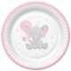 Baby elefánt Pink Balloon papírtányér 8 db-os 22,7 cm