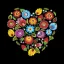 Virág Folk Heart Black szalvéta 20 db-os 33x33 cm