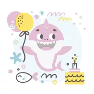 Happy Birthday Pink Shark szalvéta 20 db-os 33x33 cm