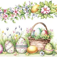 Uskrs Scene with Basket Eggs salveta 20 komada 33x33 cm
