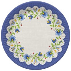 Hímzés Folk papírtányér 8 db-os 18 cm