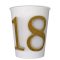 Sretan rođendan Gold Motifs Papirnata čaša Happy Birthday 18, set od 8, 250 ml