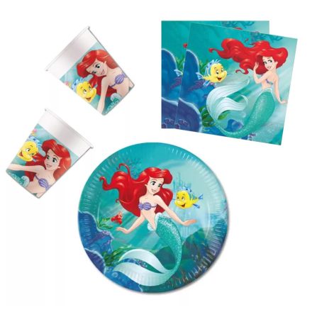 Disney Hercegnők party szett Ariel 23cm-es tányérral 36db-os