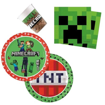 Minecraft party szett 23cm-es tányérral 36db-os