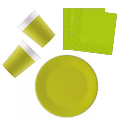 Zöld party szett 23cm-es tányérral 36 db-os