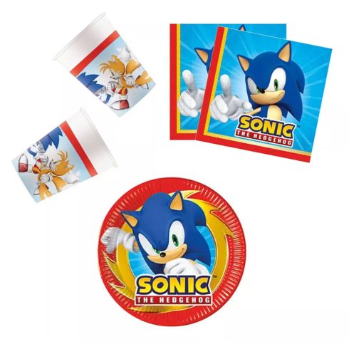 Sonic a sündisznó party szett 20cm-es tányérral 36db-os