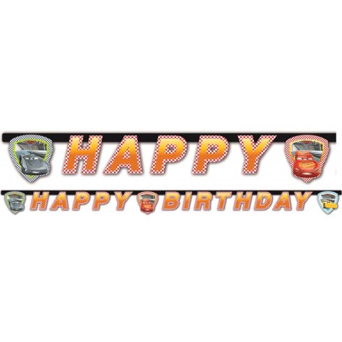Disney Verdák Cars 3 Happy Birthday felirat 200 cm
