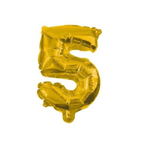 Gold, Arany mini 5-ös szám fólia lufi 31 cm