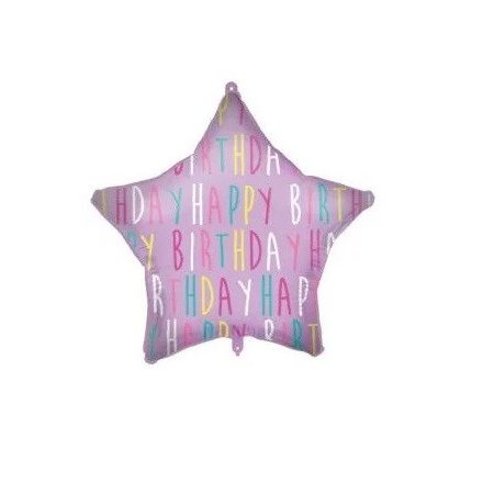 Happy Birthday Purple Star fólia lufi 46 cm