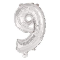 Ezüst Silver 9-es szám fólia lufi 95 cm