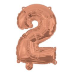 Színes Rose Gold 2-es szám fólia lufi 95 cm
