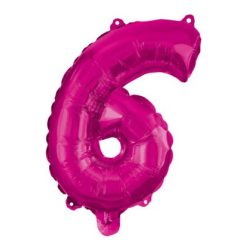 Rózsaszín Hot Pink 6-os szám fólia lufi 95 cm