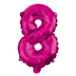 Rózsaszín Hot Pink 8-as szám fólia lufi 95 cm